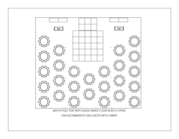 60' X 70' Pole Tent-white B/o-8' Tall-with Walls