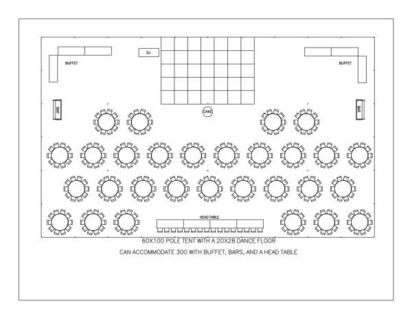 60' X 100' Pole Tent-white B/o-8' Tall-with Walls